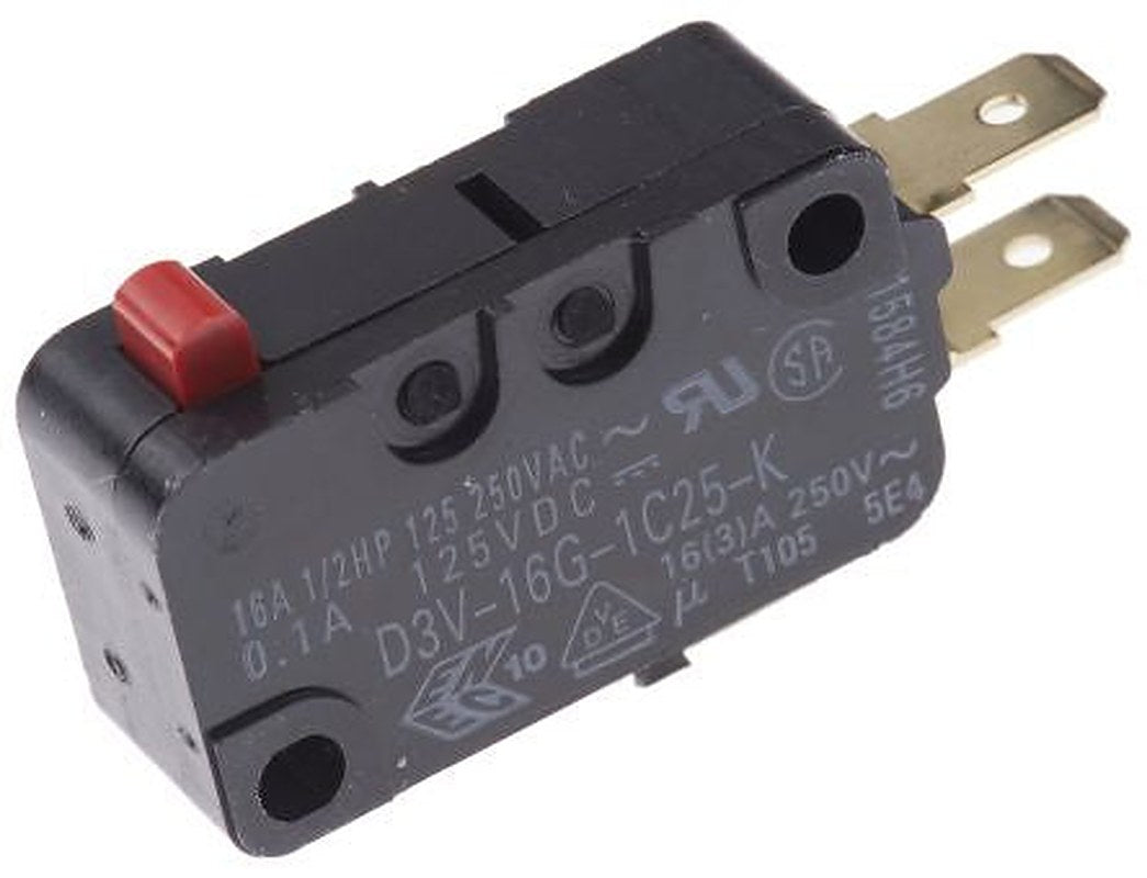 Omron Pin Plunger Micro Switch, Quick Connect Terminal, 16 A, 250 V ac, SPCO, IP40