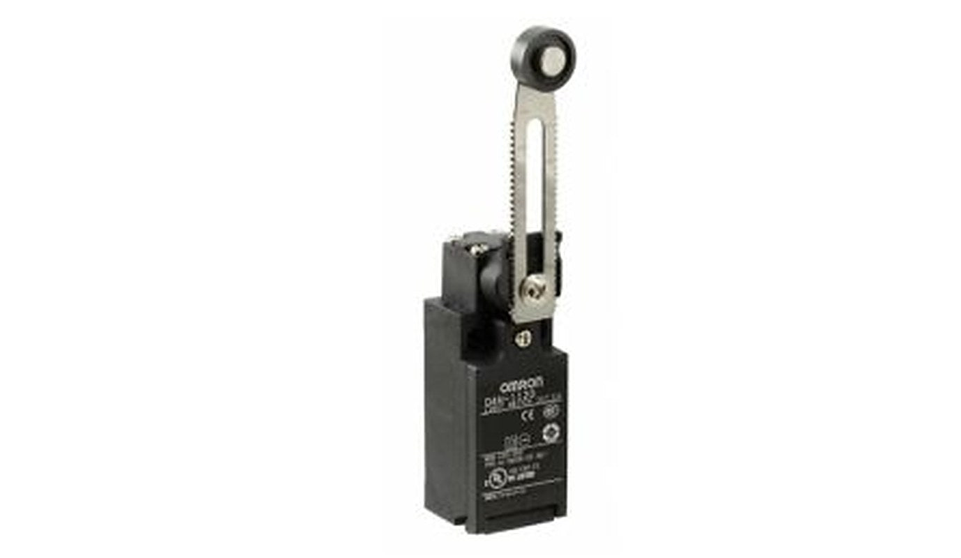 Omron D4n Series Adjustable Roller Lever Limit Switch, 1 NO/1 NC, IP67, Resin, Metal Housing, 240V ac, 3A