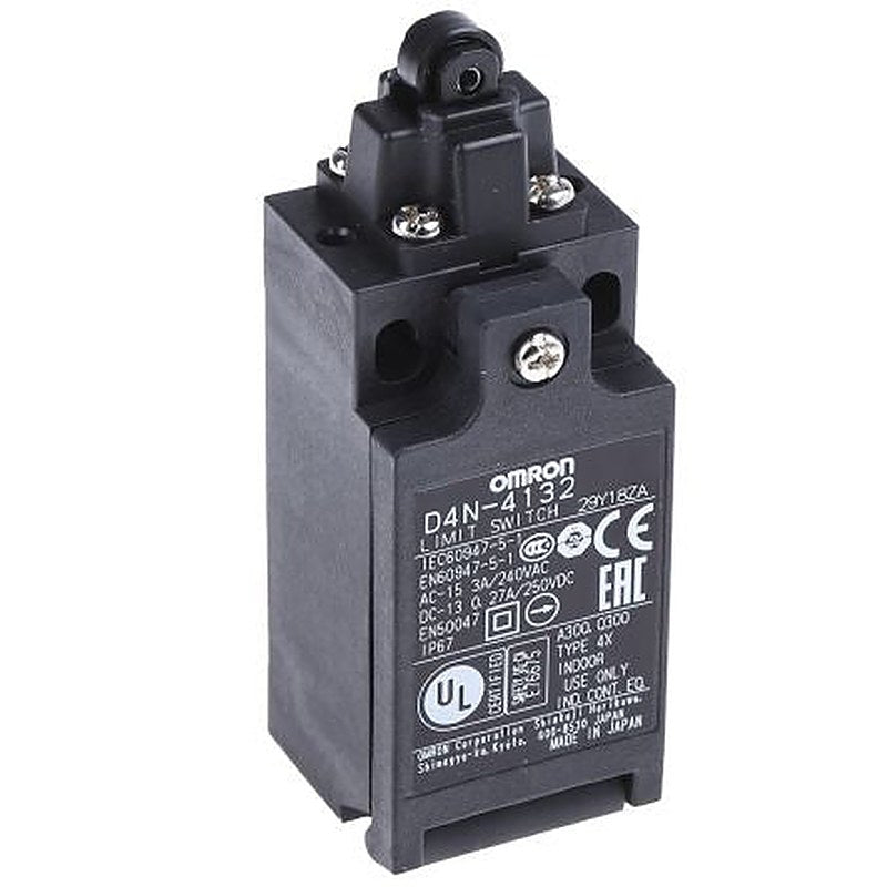 Omron D4n Series Roller Plunger Interlock Switch, 1 NO/1 NC, IP67, Polyester Housing, 4A