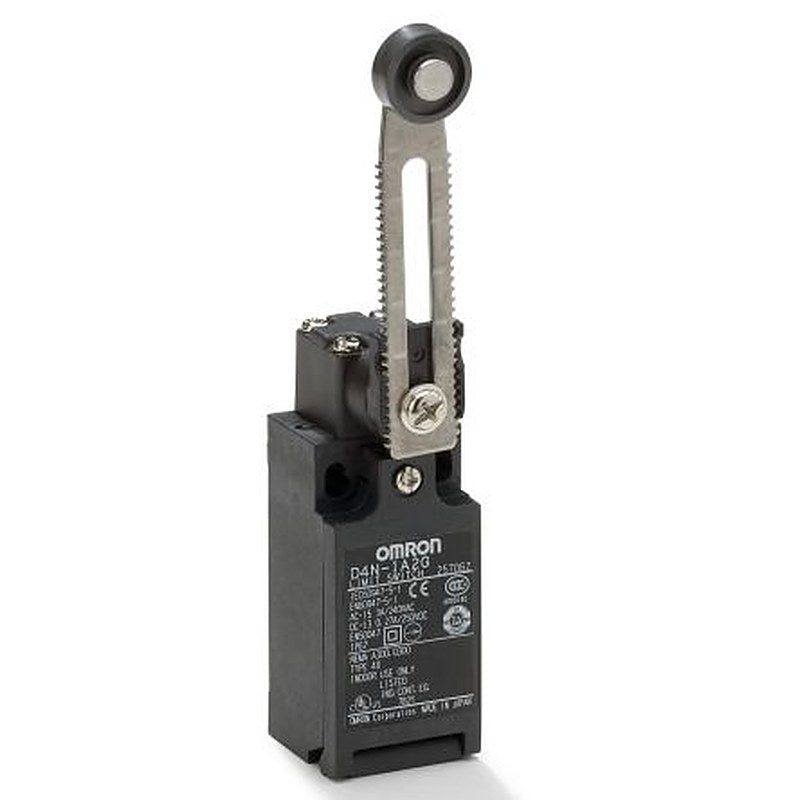 Omron D4n Series Adjustable Roller Lever Limit Switch, 1 NO/1 NC, IP67, Plastic Housing, 240V, 10A