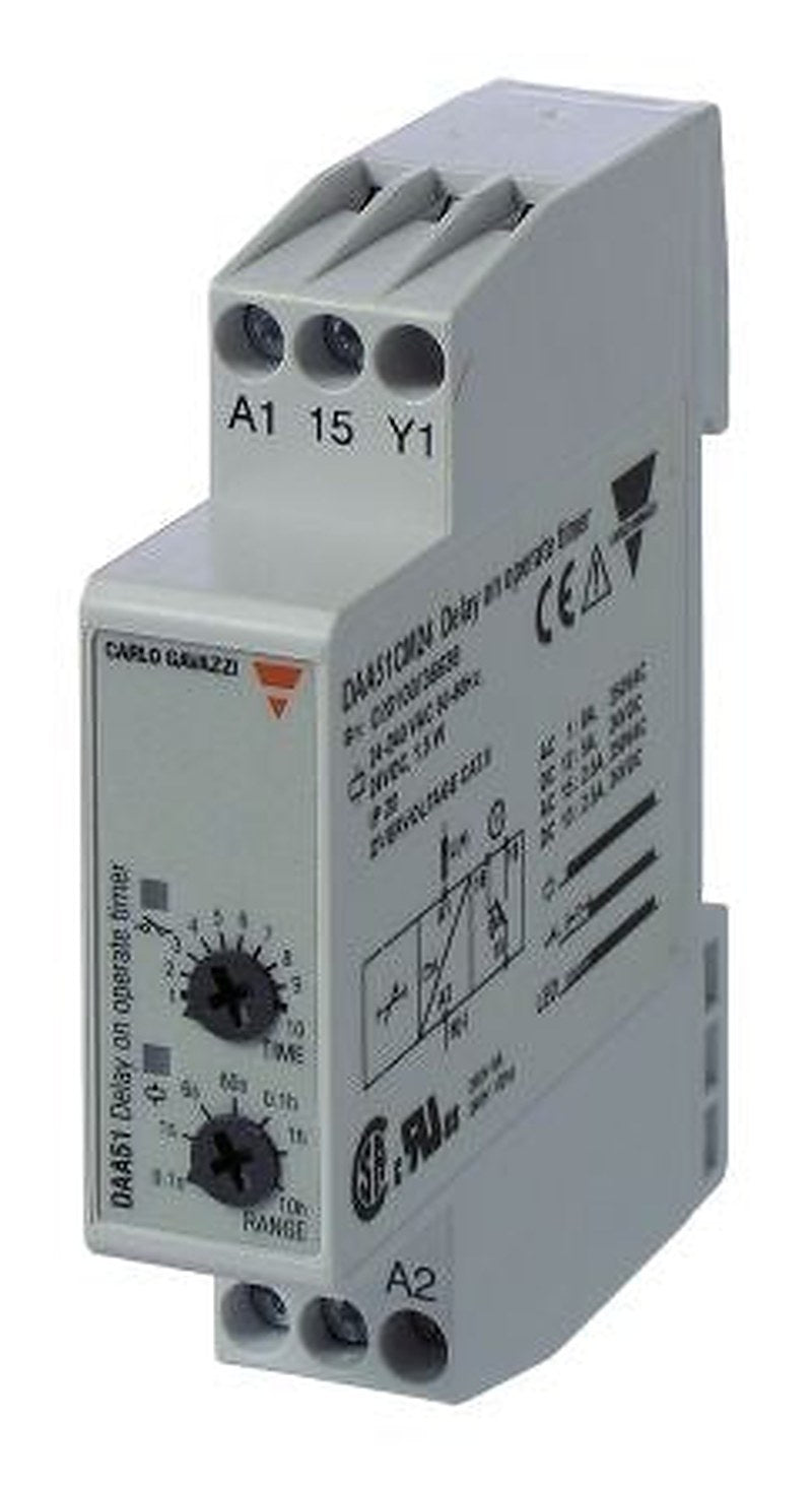 Carlo Gavazzi Mini-D Series DIN Rail Timer Relay, 2-Contact, 12 to 240 V dc 24V ac, 240 V ac, 0.1 s to 100 h,