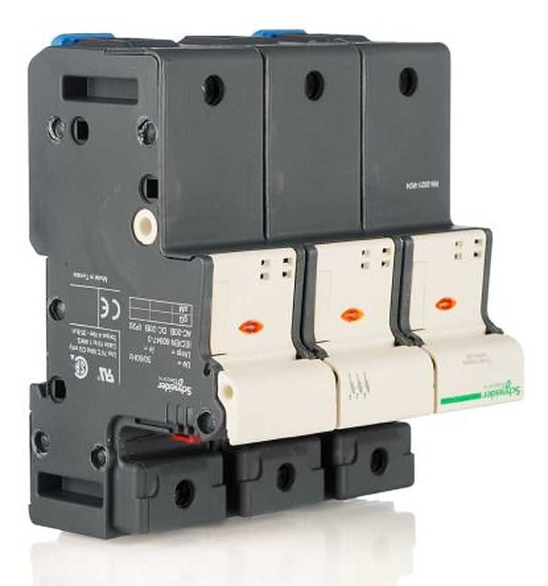 Schneider Electric 125A Rail Mount Fuse Holder, 3P-Pole, 690V ac
