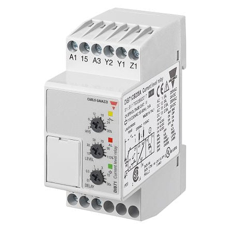Carlo Gavazzi Monitoring Relay, 1 Phase, SPDT, DIN Rail, 0.1mA to 5A, 115V ac, 230 V ac