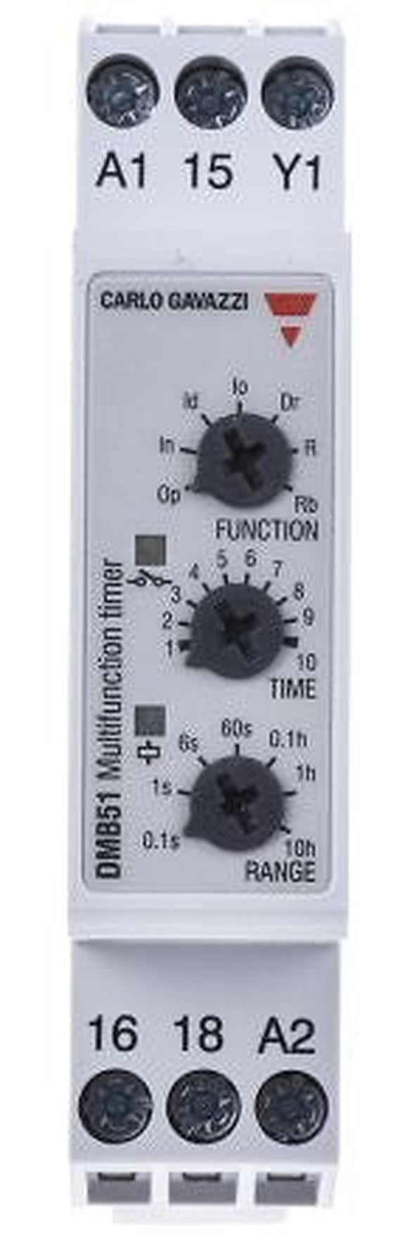 Carlo Gavazzi DMB51 Series DIN Rail Timer Relay, 2-Contact, 12 to 240 V dc 12V ac, 240 V ac, 0.1 s to 100 h,