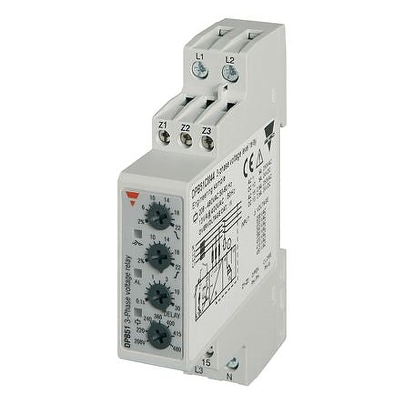 Carlo Gavazzi Monitoring Relay, 3 Phase, 177/550 V ac Monitor Range, SPDT, Mini DIN Rail, 208V ac, 480 V ac