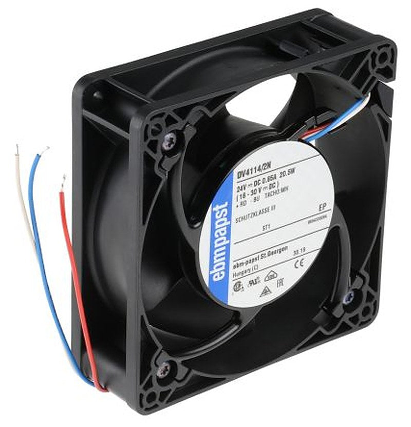 ebm-papst DV 4100 Series Axial Fan, 24V dc, 280 m³/h, 20.5 W, IP20 119 mm 38mm 38 mm