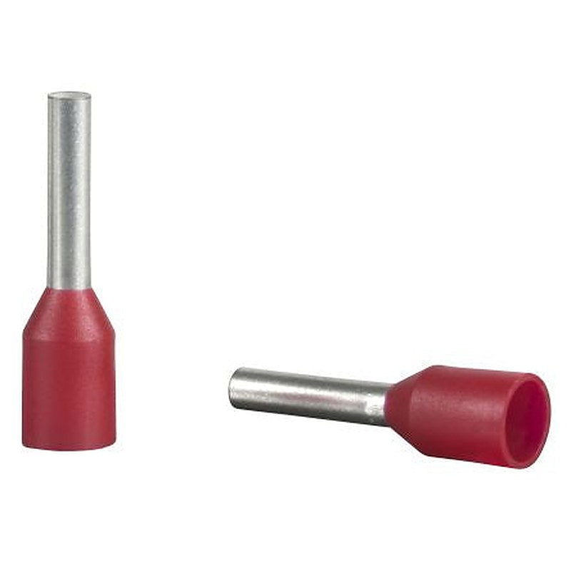Schneider Electric, DZ5C Insulated Cable End, 8 mm Pin Length, 1.7 mm Pin Diameter, Red from 18 AWG to 18 AWG Wire Size
