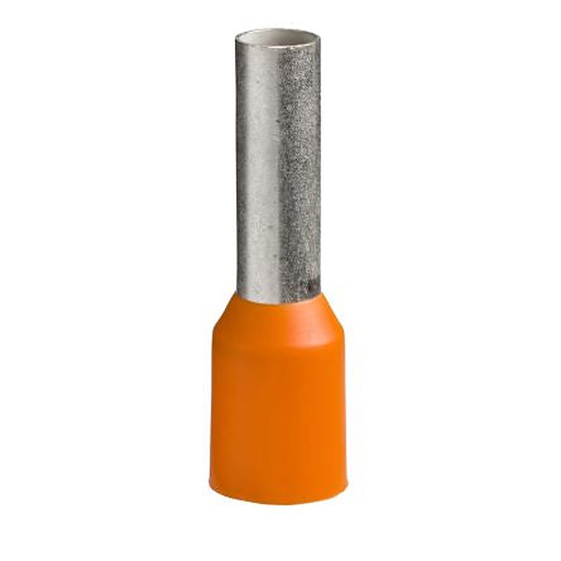 Schneider Electric, Linergy DZ5 Insulated Crimp Bootlace Ferrule, 9.8 mm Pin Length, 3.3 mm Pin Diameter, Orange to 12