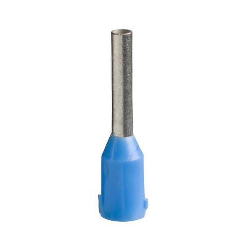 Schneider Electric, DZ5C Insulated Cable End, 8 mm Pin Length, 2.5 mm Pin Diameter, Blue from 14 AWG to 14 AWG Wire Size