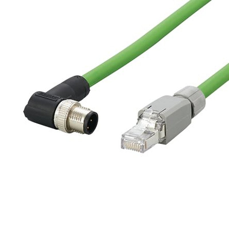 ifm electronic E122, 2 m Ethernet Cable, Green Right Angle to Male Straight Male, Shielded Polyvinyl Chloride Sheath