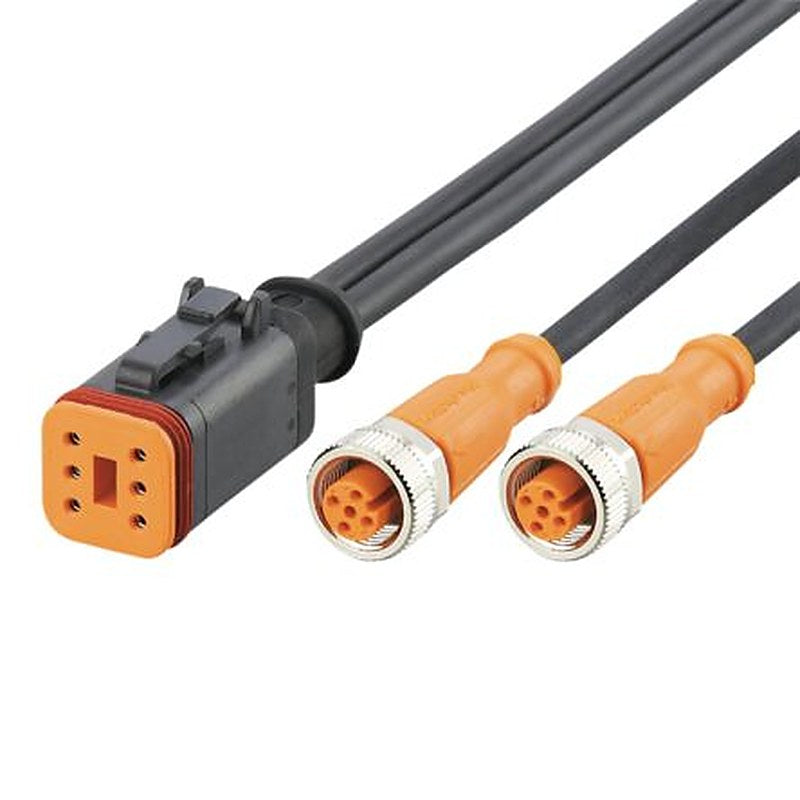 ifm electronic Female 1 way Straight to Female 2 way Straight Actuator/Sensor Cable, 2 m