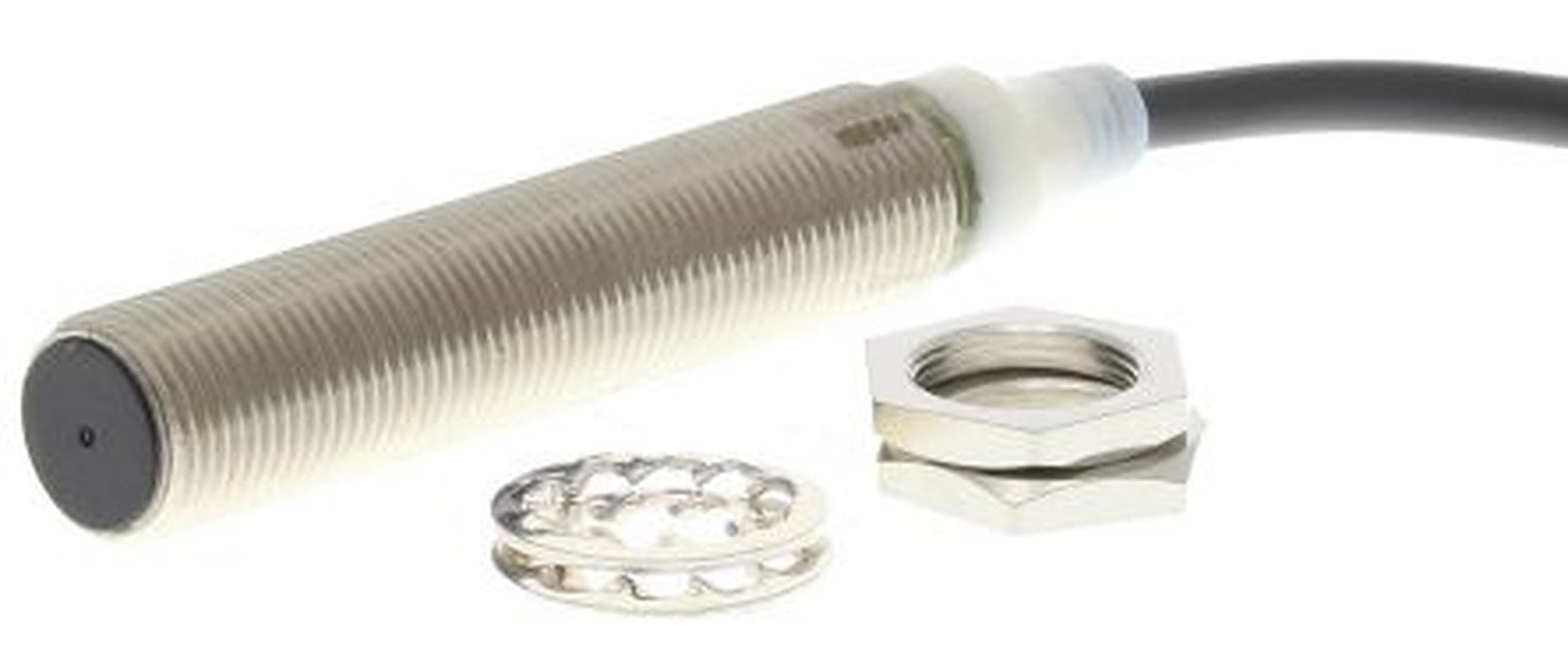 Omron E2A-M12KN05-WP-B1-TP 5M Threaded Barrel Inductive Proximity Sensor, M12 PNP E2A 24V dc 5 mm 32 V dc 200mA