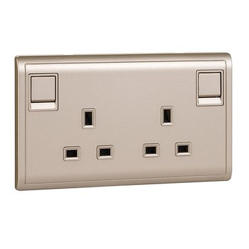 Switched socket, Pieno, 13A, 250V, 2 gang, Winegold (Switched socket Pieno) is a Schneider Electric product. Designed for reliable performance and long service life. Available across Iraq — contact us for pricing and delivery options.