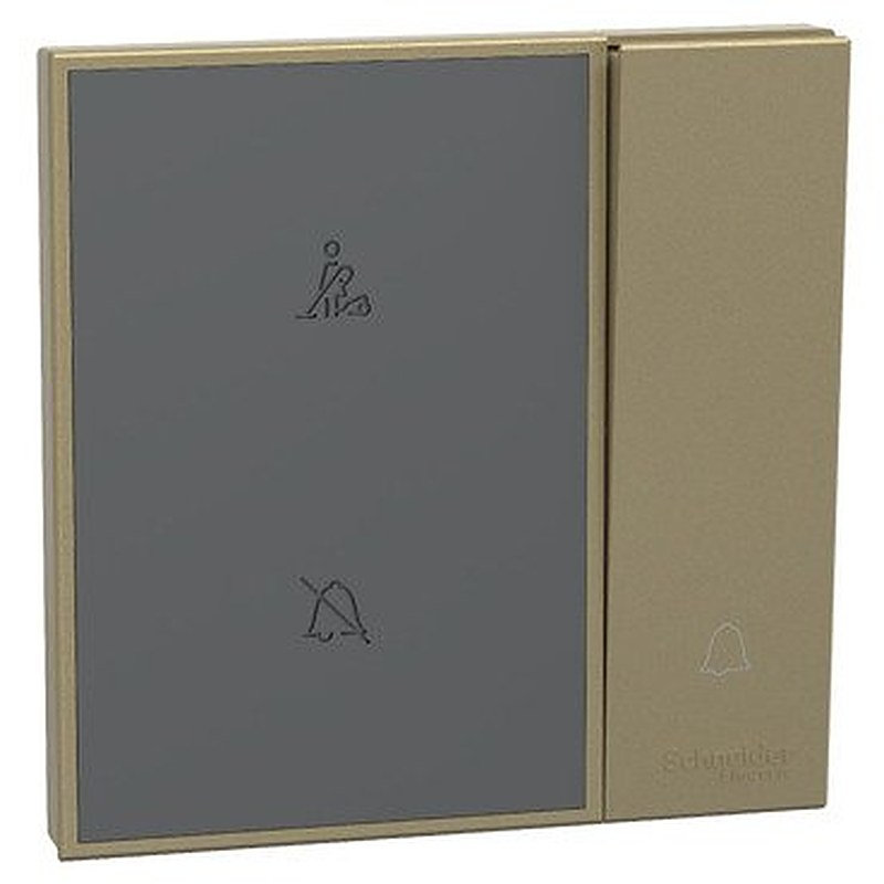 Bell switch, AvatarOn C, 10A 250V, 1 gang, with illuminated DND & PCU symbol, wine gold (Bell switch AvatarOn C) is a Schneider Electric product. Designed for reliable performance and long service life. Available across Iraq — contact us for pricing and delivery options.