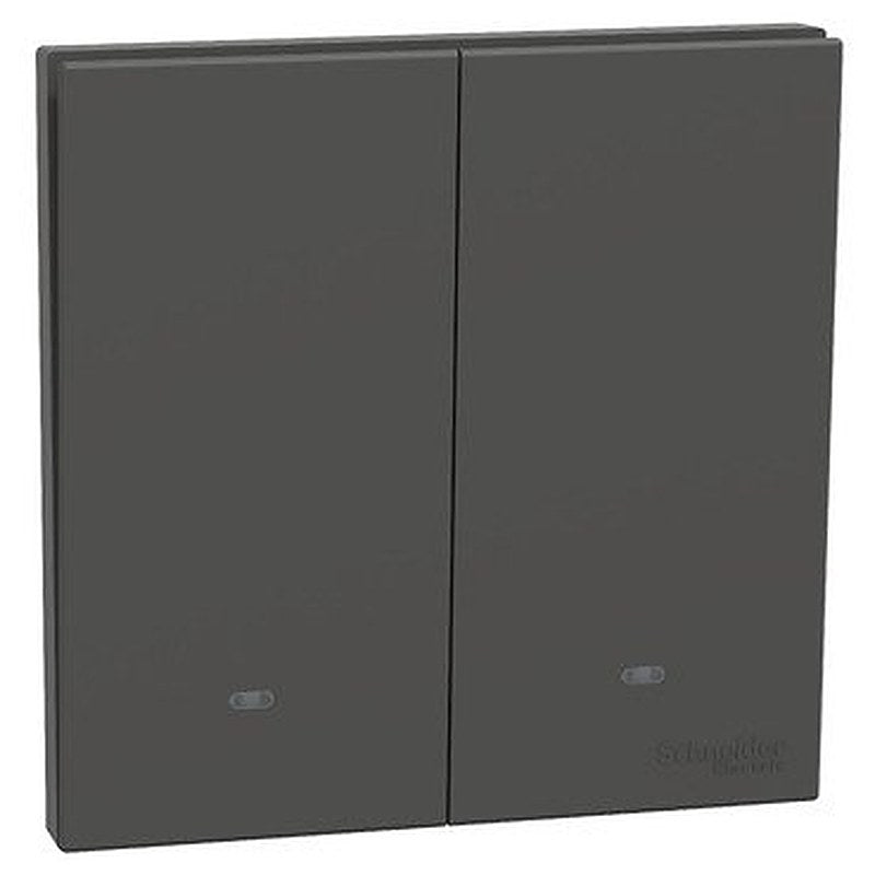 Momentary switch, AvatarOn C, 10A 250V, 2 gang, with fluorescent lamp, dark grey (Momentary switch AvatarOn C) is a Schneider Electric product. Designed for reliable performance and long service life. Available across Iraq — contact us for pricing and delivery options.