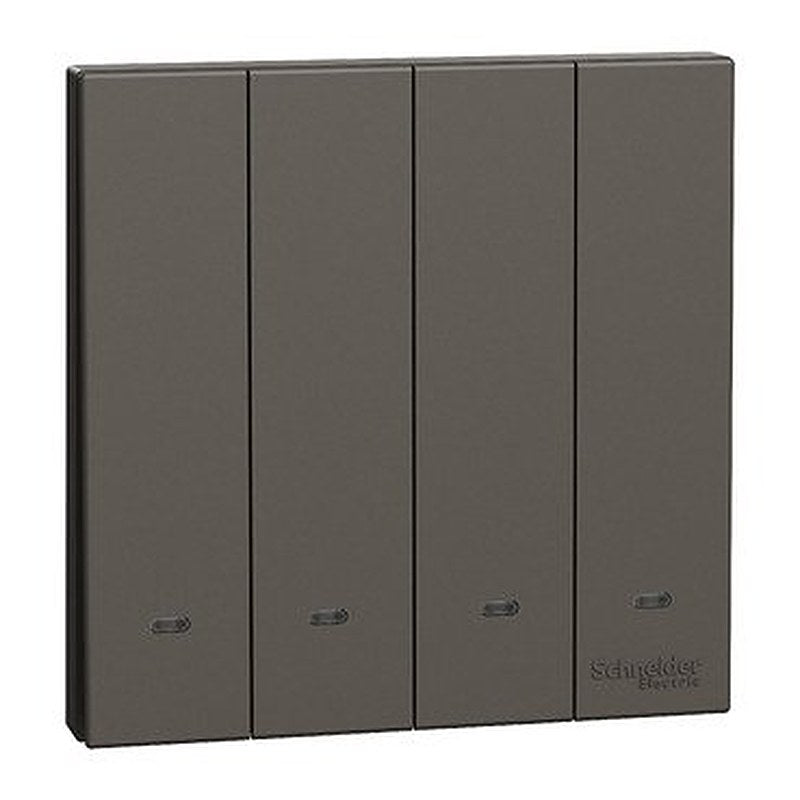Switch with Fluorescent Locator, AvatarOn C, 1 way, 4 gang, 16AX, 250V, dark grey (Switch with Fluorescent Locator AvatarOn C) is a Schneider Electric product. Designed for reliable performance and long service life. Available across Iraq — contact us for pricing and delivery options.
