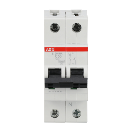 ABB System Pro M Compact S200 Miniature Circuit Breaker, 1-Pole, 50A, Type C, 400V ac AC, 12 V DC, 6 kA Breaking