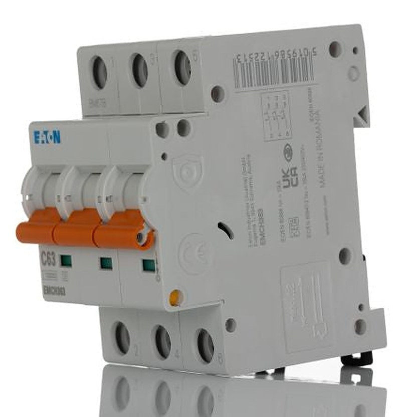 Eaton MEM Shield EMCH Miniature Circuit Breaker, 3-Pole, 63A, Type C, 240V ac AC, 48 V dc DC, 10 kA Breaking Capacity