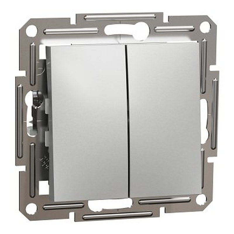 Asfora - 1pole 2circuits switch, screwless terminals, wo frame, aluminium (Asfora) is a Schneider Electric product. Designed for reliable performance and long service life. Available across Iraq — contact us for pricing and delivery options.