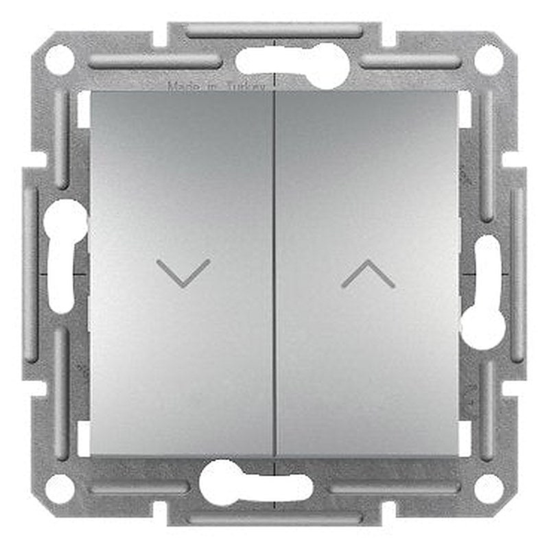 Roller blind switch, screwless terminals, wo frame, aluminium (Roller blind switch screwless terminals) is a Schneider Electric product. Designed for reliable performance and long service life. Available across Iraq — contact us for pricing and delivery options.