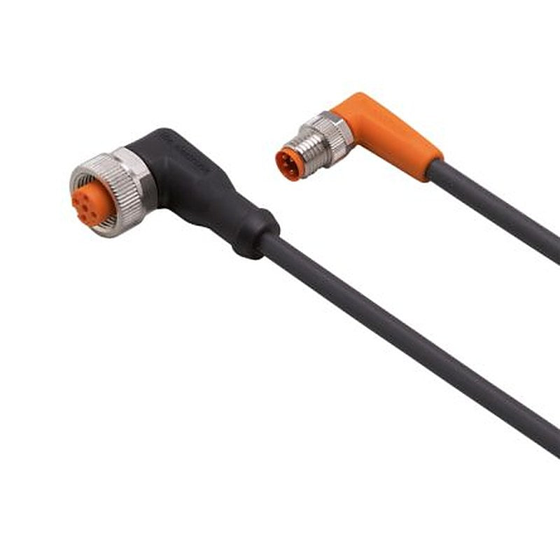 ifm electronic Male 4 way Right Angle to Female 5 way M12 Communication Cable, 300 mm