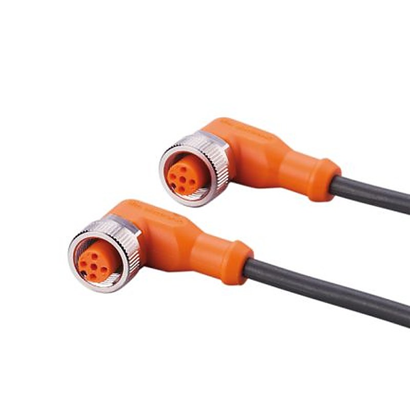 ifm electronic Male 4 way Right Angle to Female 5 way M12 Communication Cable, 800 mm