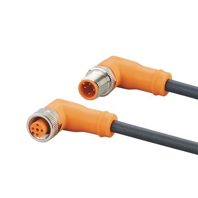 ifm electronic Male 4 way Right Angle to Female 5 way M12 Communication Cable, 20 m