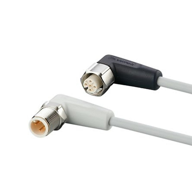 ifm electronic Male 4 way Right Angle to Female 5 way M12 Communication Cable, 300 mm