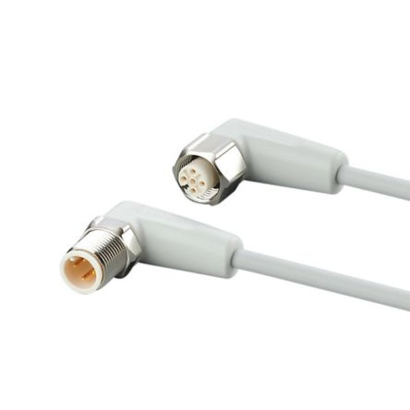 ifm electronic Male 4 way Right Angle to Female 5 way M12 Communication Cable, 2 m