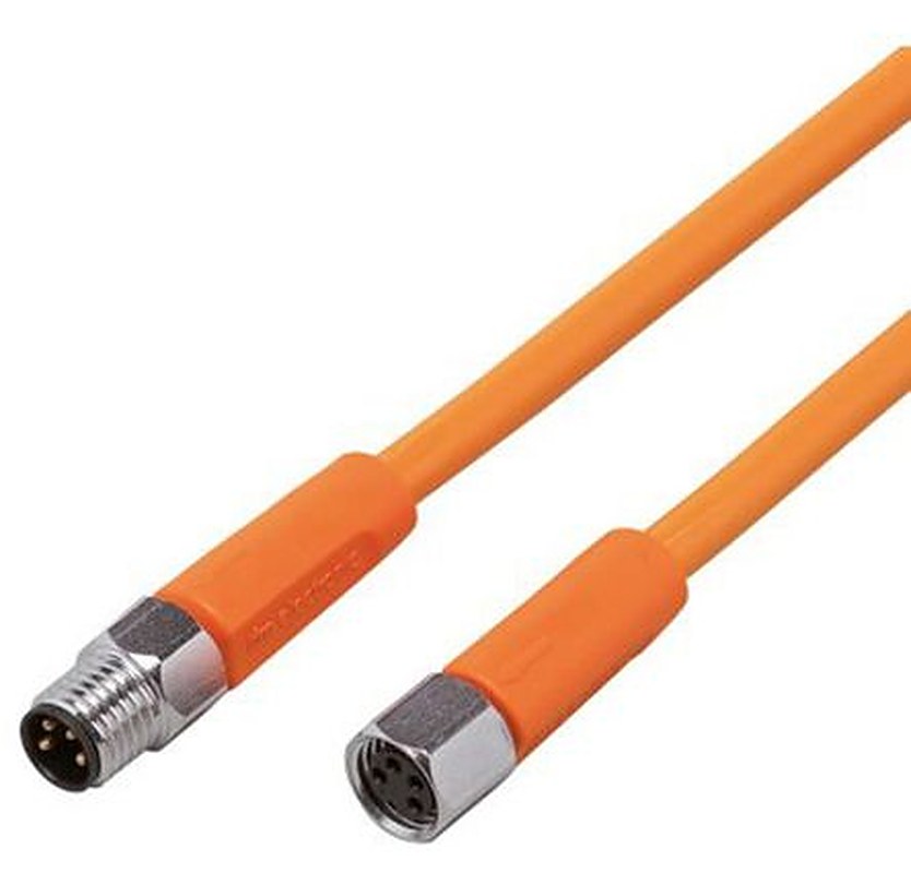 ifm electronic Female 4 way M8 to Male 4 way M8 Sensor Actuator Cable, 5 m
