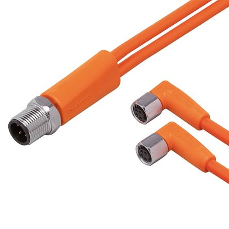 ifm electronic Male 1 way Straight to Female 2 way M8 Sensor Actuator Cable, 600 mm