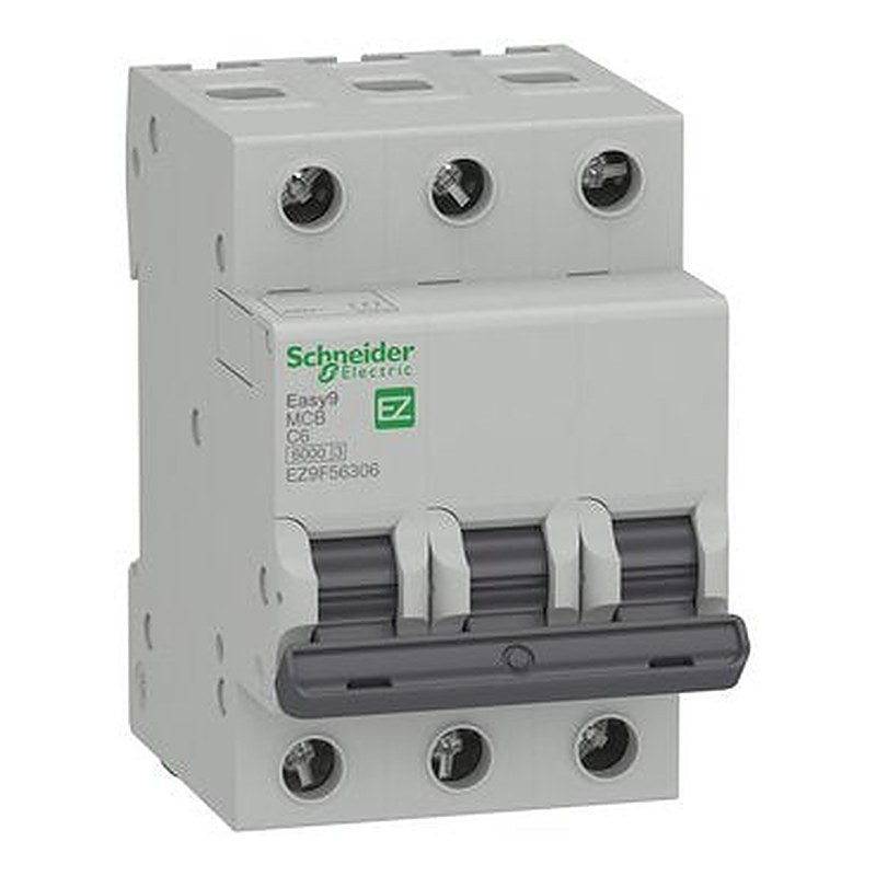Interruptor miniatura (MCB), Easy9, 3P, 6A, curva C, 6000A (IEC/EN 60898-1) (Interruptor miniatura (MCB) Easy9) is a Schneider Electric product. Designed for reliable performance and long service life. Available across Iraq — contact us for pricing and delivery options.