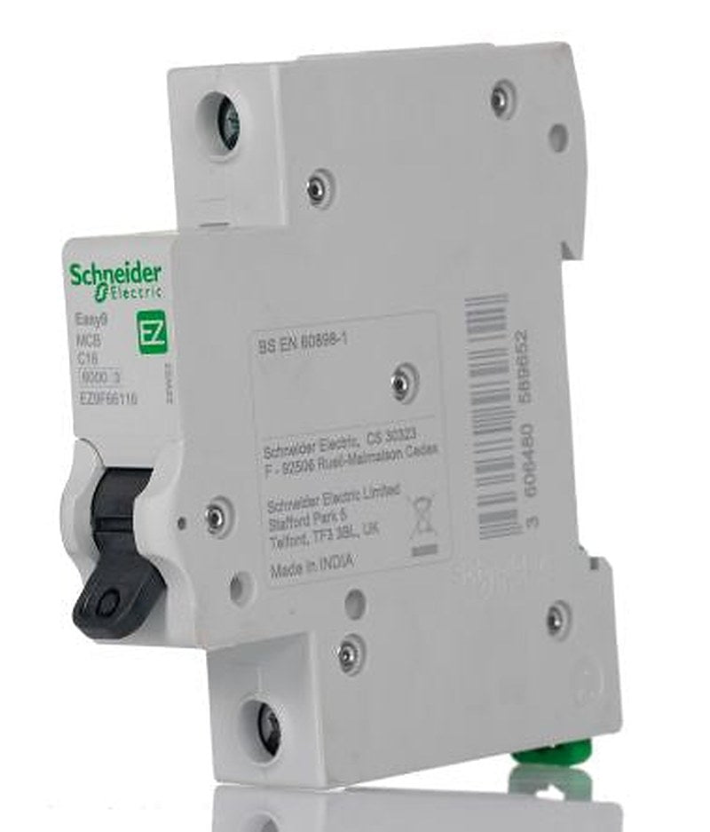 Schneider Electric Easy9 Easy9 Miniature Circuit Breaker, 1-Pole, 16A, Type C, 230V ac AC, 6 kA Breaking Capacity