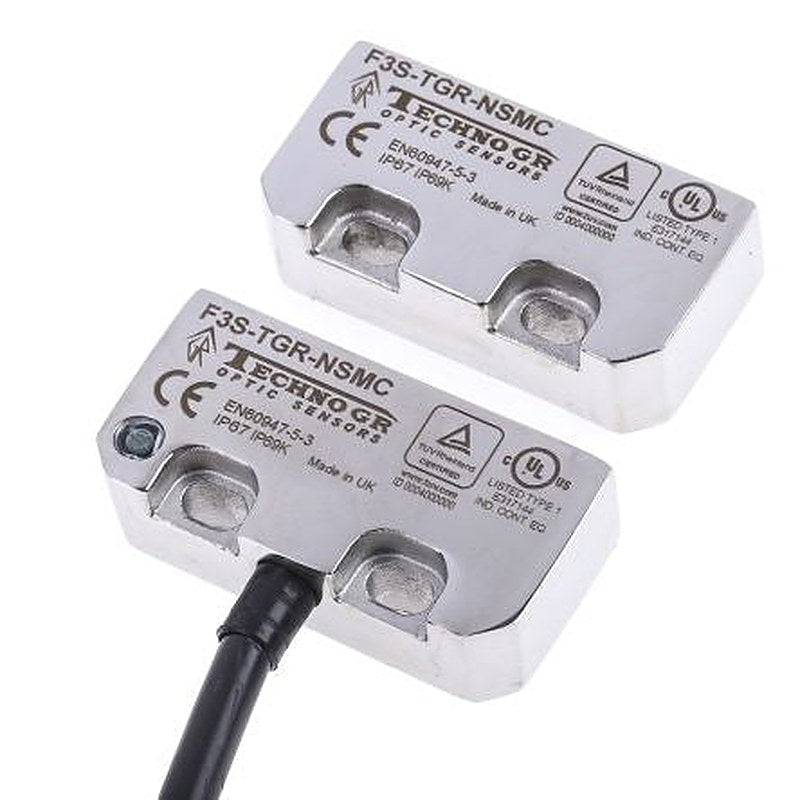 Omron F3S-TGR-N_C Series Magnetic Non-Contact Safety Switch, Stainless Steel Housing, 10V dc, NO, 2 NC, 5 m Cable