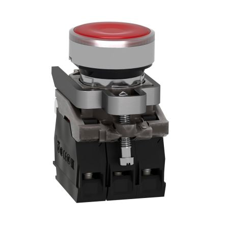 Schneider Electric Harmony Series Illuminated Push Button Switch, Spring Return, 22 mm Cutout, SPDT, Red LED 120 V ac