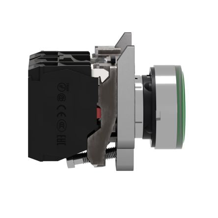 Schneider Electric Harmony Series Illuminated Push Button Switch, Spring Return, 22 mm Cutout, SPDT, Green LED, 24 V dc