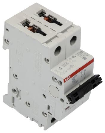ABB System Pro M Compact S200M Miniature Circuit Breaker, 2-Pole, 6A, Type D, 440V ac AC, 125 V dc DC, 15 kA Breaking