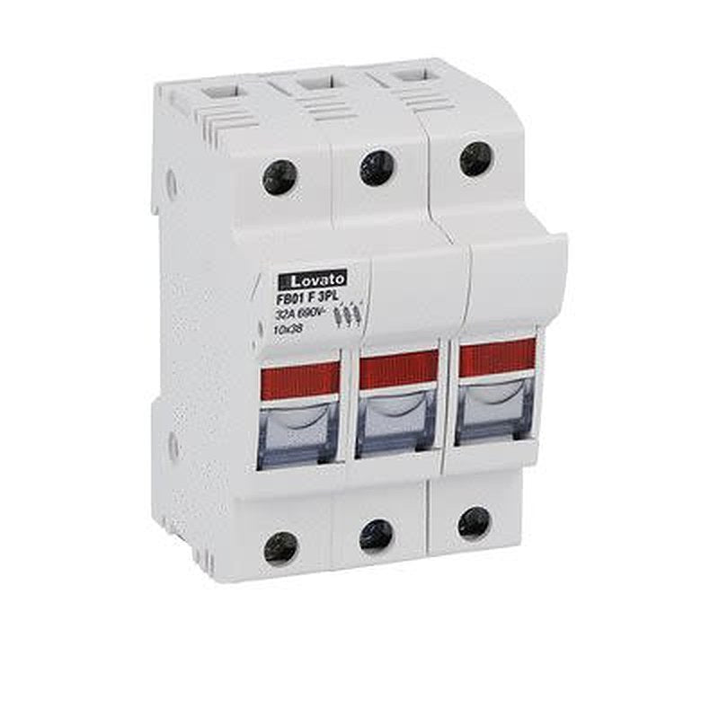 Lovato 32A Holder for 10x38mm, 3P-Pole, 690V