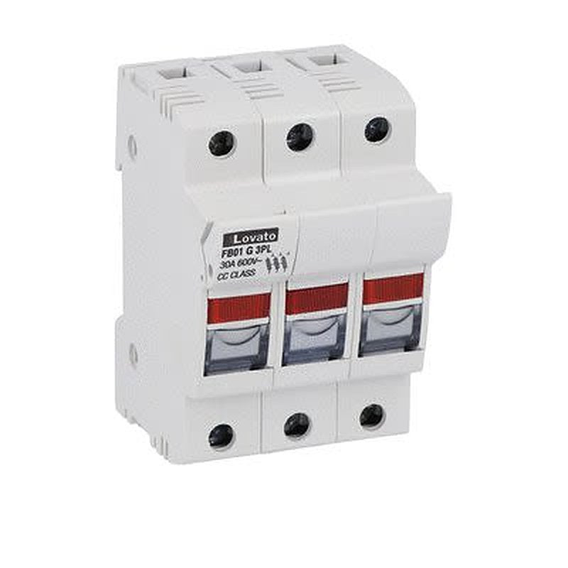 Lovato 30A Holder for 10x38mm, 3P-Pole, 600V