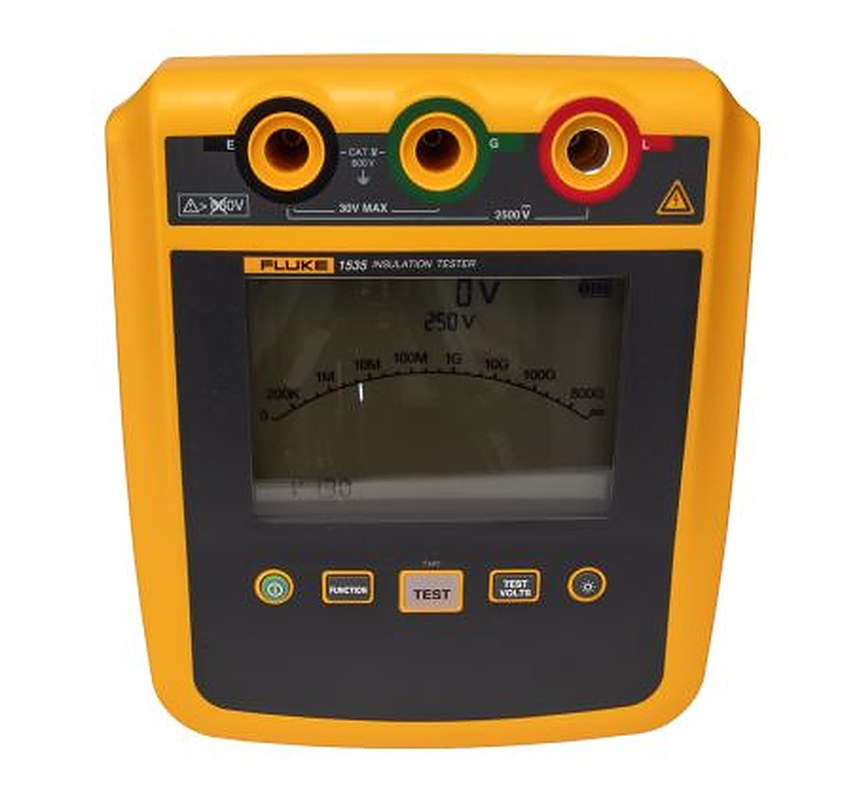Fluke 1535 Insulation Resistance Tester, 250 V Min, 2500 V Max, 500 GΩ CAT IV, RSCAL