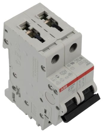 ABB System Pro M Compact S200M Miniature Circuit Breaker, 2-Pole, 40A, Type B, 440V ac AC, 125 V dc DC, 10 kA Breaking