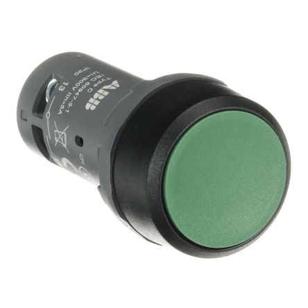 ABB Compact Series Push Button Switch, Maintained, Panel, 22 mm Cutout, SPST, IP20, IP66, IP67, IP69K, 125 V