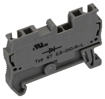 Phoenix Contact 3036518 ST 2.5-DIO/R-L Series DIN Rail Terminal Block Grey, 0.08mm², 4 mm², 1-Level, Spring Cage