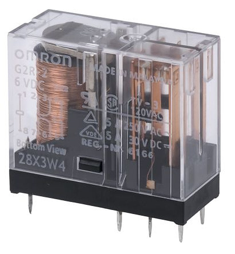 Omron PCB Power Relay, 6V dc Coil, 5A Switching Current, DPDT