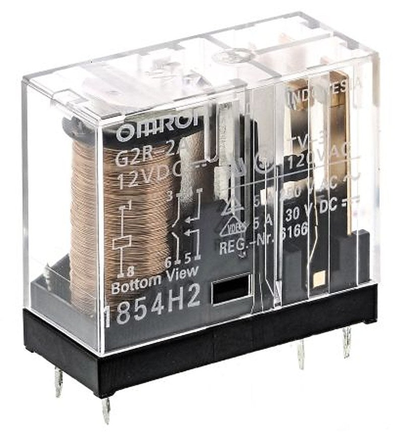 Omron PCB Power Relay, 12V dc Coil, 5A Switching Current, DPST