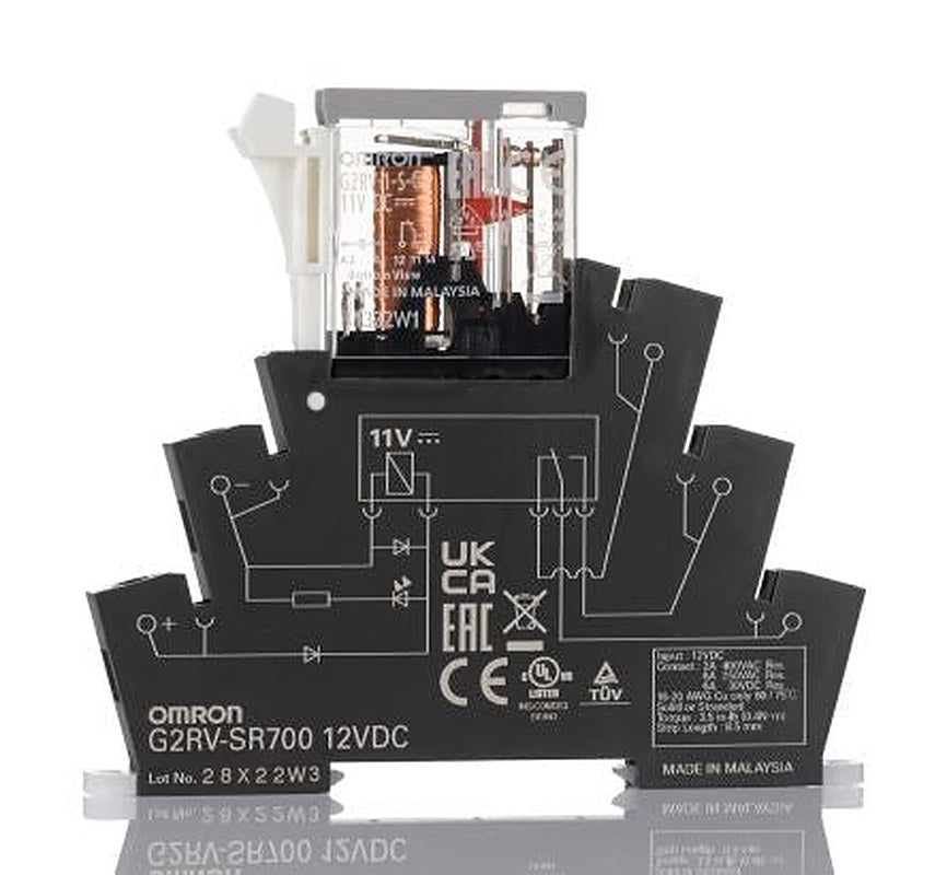 Omron DIN Rail Power Relay, 12V dc Coil, 6A Switching Current, SPDT
