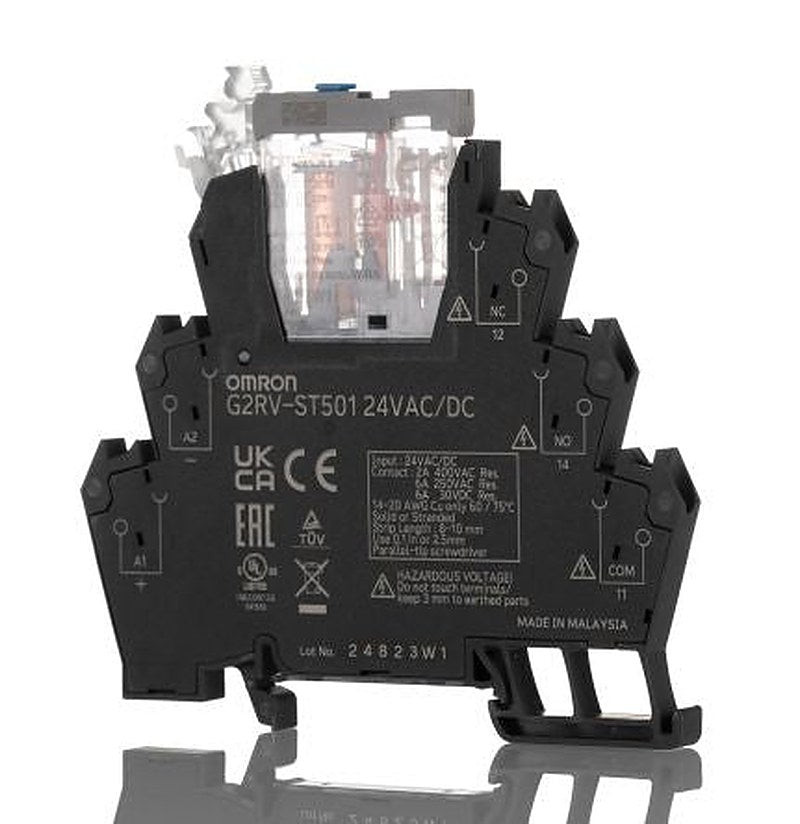 Omron G2RV-ST Series Electromechanical Interface Relay, DIN Rail, 24V ac/dc Coil, SPDT, 12.6mA