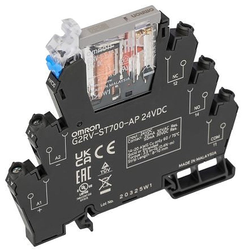 Omron G2RV-ST Series Electromechanical Interface Relay, DIN Rail, 24V dc Coil, SPDT, 13.5mA