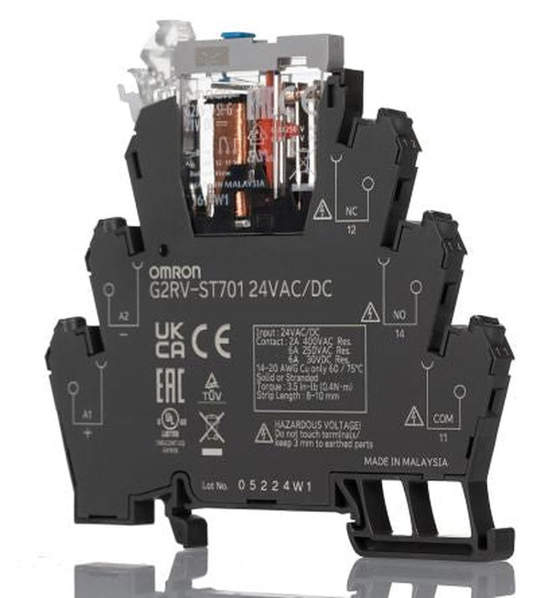 Omron G2RV-ST Series Electromechanical Interface Relay, DIN Rail, 24V ac/dc Coil, SPDT, 12.6mA