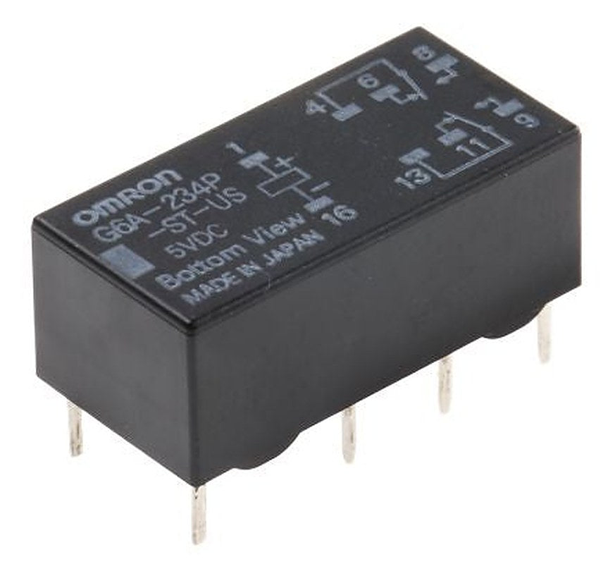 Omron PCB Signal Relay, 5V dc Coil, 2A, DPDT